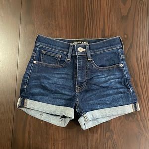 High Rise Cuffed Denim Shorts